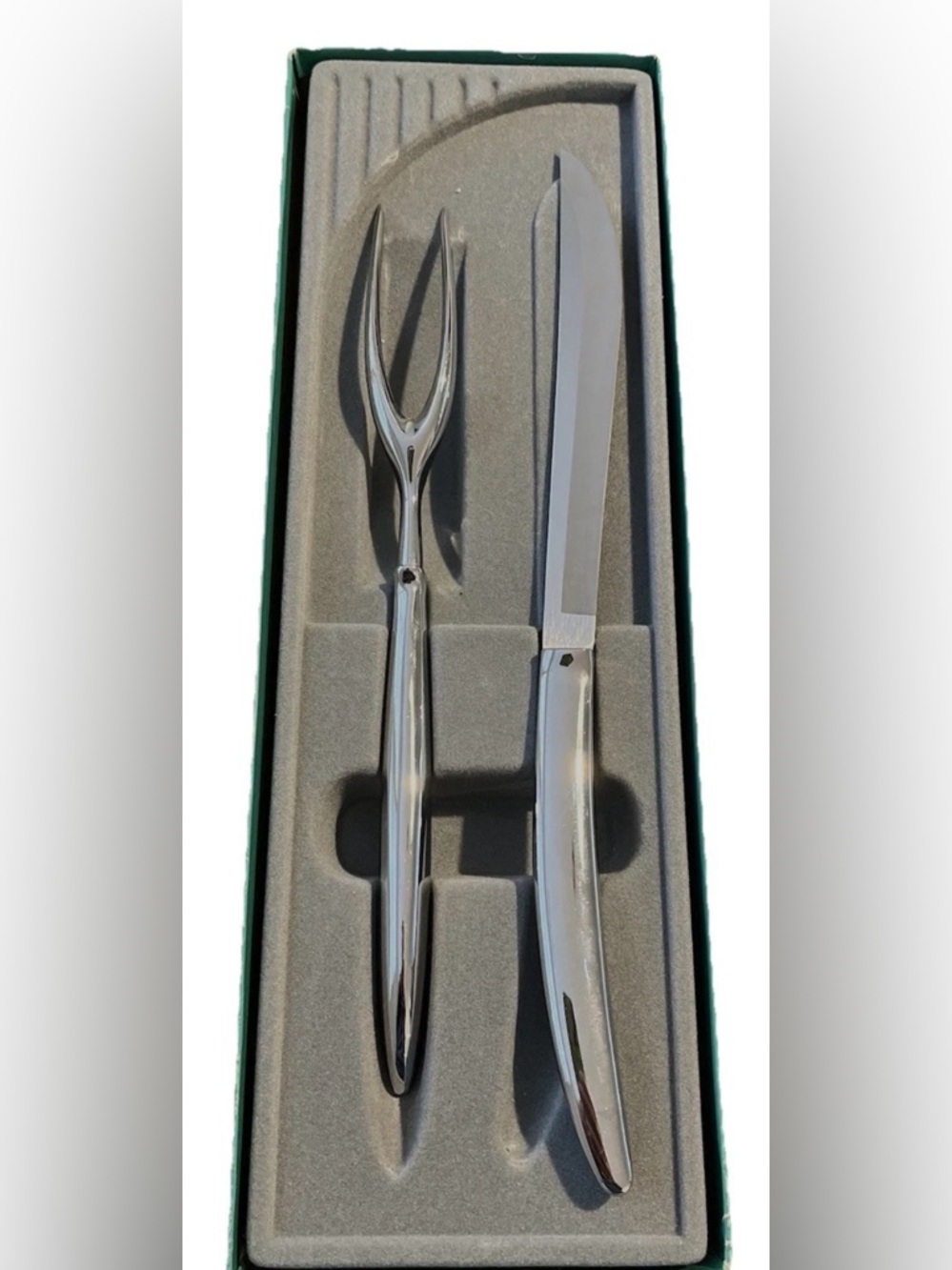 Polished Stainless Steel Carving Knife & Fork Set - Towle Silversmith